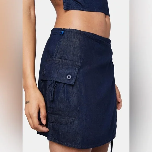 Motel Rocks Skirts Motel Rocks Denim Blue Chambray Valita Mini